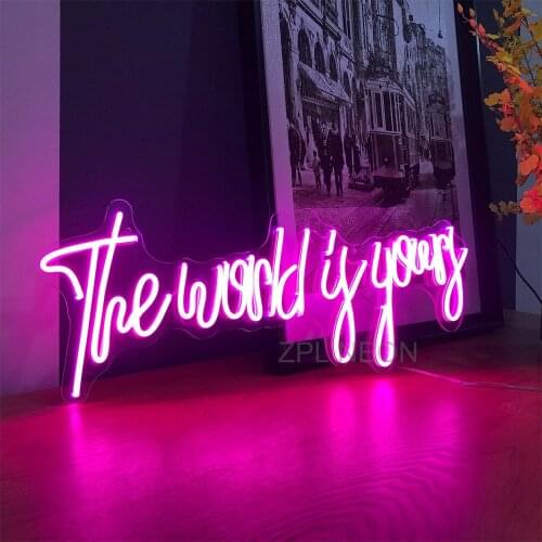 Custom Waterproof Flex Wedding Sign the world is yours Handcrafted Love Neon For Shop Logo Club Nightclub Game Room Wall Decor