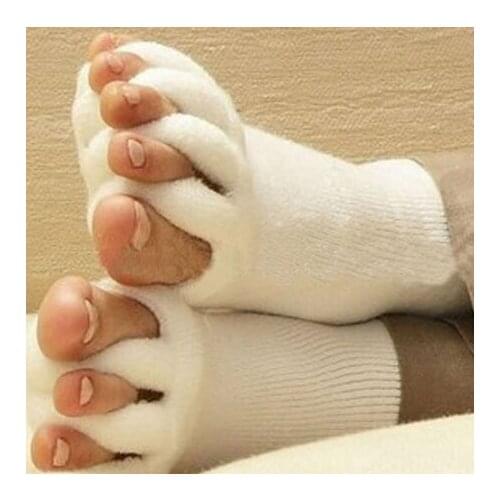 1pair Foot Massage Sock Five Toe Finger Treatment Separator Pain Relief Foot Compression Socks For Toe Separete Illness