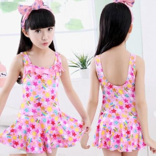2021 New Korean Children 's Swimsuit Female Floral Small Fresh One- Piece Split Girl Skirts Student Baby ClothesSwimwear