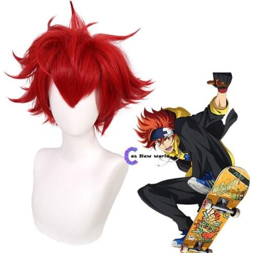 Anime SKoo Reki Cosplay Wig Red Short Straight Heat Resistant Hair Adult Halloween Role Play SK8 the Infinity SK Eight