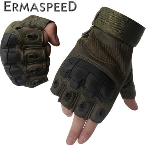 Pair Half Finger Motorcycle Gloves Summer Riding Tactical Hard Knuckle Leather Gloves Motorbike Gloves Men Off Road Biker Racing