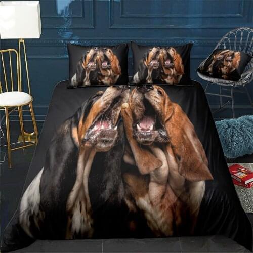 Bassethounds Quilt Cover Pillowcase 3Piece Comforter Bedding Set With Pillow Case Single Double Duvet Cover Home Decora