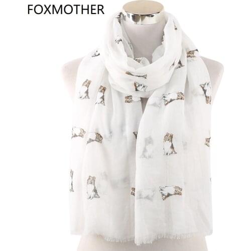 FOXMOTHER New Lightweight White Pink Sky Blue Dog Print Scarf for Dog lover Mom Gifts Dropshipping 2019