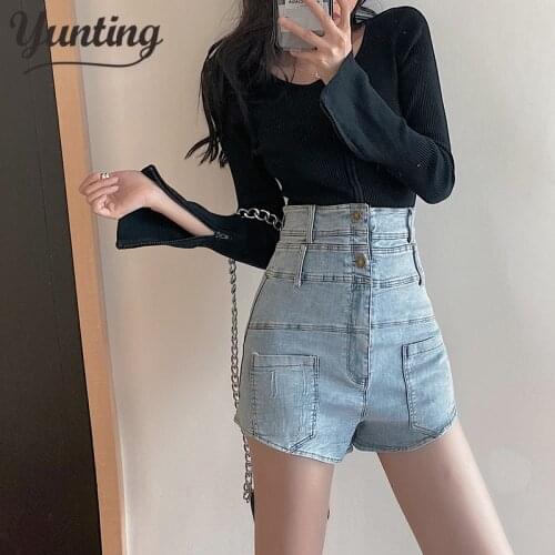 High Waist Slim Denim Shorts Woman New Fashion Denim Shorts Washed Sexy Female summer