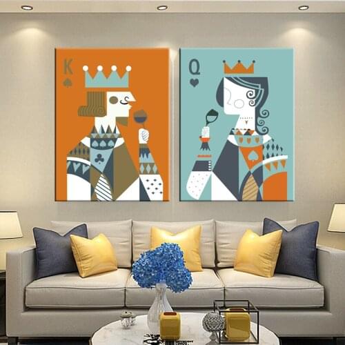 Modern Creative poker card Canvas Painting posters and print playing king cards Art Wall Pictures for Living Room Bedroom Aisle