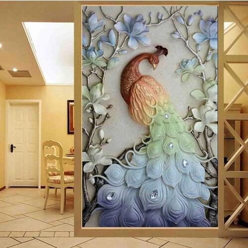 Special drill Cartoon animal round diamond embroidery peacocks cross stitch embroidery full home and hotel decorative hot sale