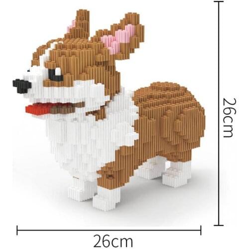 Xizai Connection Blocks Cartoon Building Toys Dog Model Corgi Building Bricks Animal Educational Brinquedos for Kids Gift 8034
