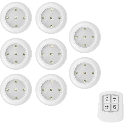 Reomote Dimmable And Touch Sensor control Under Cabinet Light Battery Operated LED Puck Closets Lighting for Wardrobe kitchen