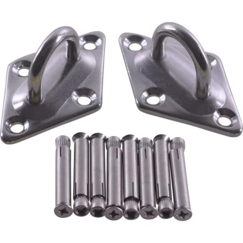 Triangle 304 Stainless Steel 80x50MM U Design Hook M8 Ceiling Hook with M6x60MM Crosshead Head Expansion Screw Set of 10