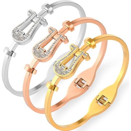 Ull Cubic Zirconia Geometry Bracelet Stainless Steel Wire Bracelets Gold Bangles For Women Jewelry Wedding Lover Gift