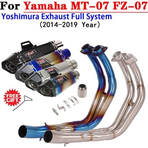 For Yamaha MT07 FZ07 2014-2019 Yoshimura Motorcycle Exhaust Full System Front Link Pipe Escape Moto Modified Muffler Motocross