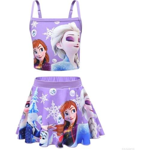 Frozen Summer Girls Swimsuit Kids Two Pieces Childrens Swimwear Swim Suits Hollow Bikini Sets Bathing Suit
