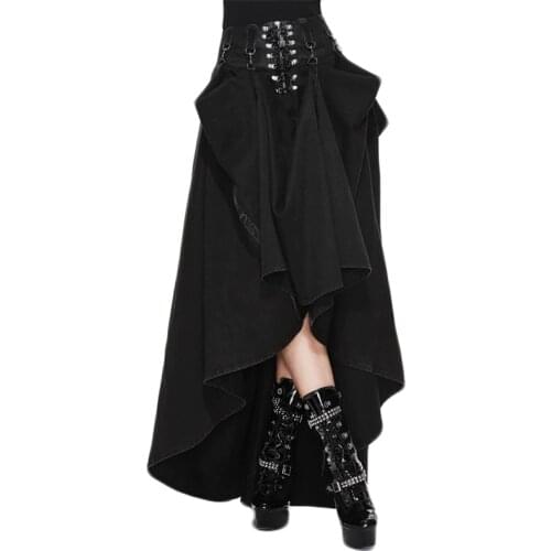 Steampunk Womens Maxi Skirt Gothic Vintage Ankle-length Summer High Waist Long Skirts For Women Black Color Large Sizes New