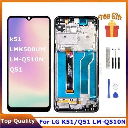6.5" For LG K51 LMK500UM LCD Display Touch Screen Q51 LM-Q510N Digitizer Assembly Replacement Repair Parts With Frame Accessory