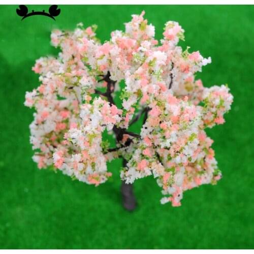 10pcs DIY Flower Model Trees Train Layout Garden Scenery White and Pink Flower Trees Diorama