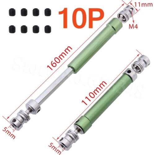 10pcs/Lot 110-160mm Duty Metal Drive Shaft CVD For 1/10 Scale RC Rock Crawler Truck Car Tamiya Axial SCX10 RC4WD Traxxas TRX4