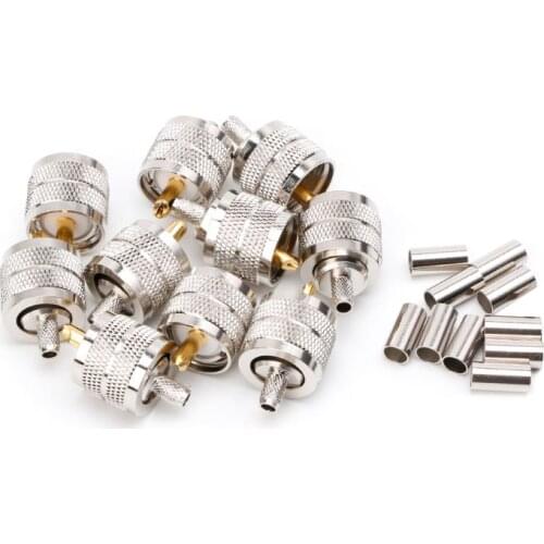 10PCS UHF Male PL259 Plug Crimp RG58/142 LMR195 RG400 Screwed Coupling Connector R9UA