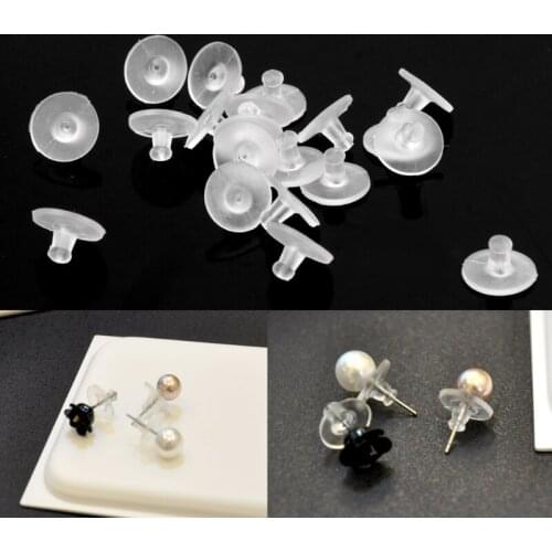 100pc Clear Rubber Earring Safety Back Bullet Clutch Earring Pad Jewelry Finding W0YA
