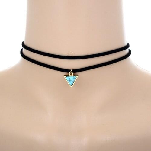 2019 Women Fashion Black With Blue Stone Necklace Handmade Girls Necklace For Women Girls Jewelry Accessories Party Gifts