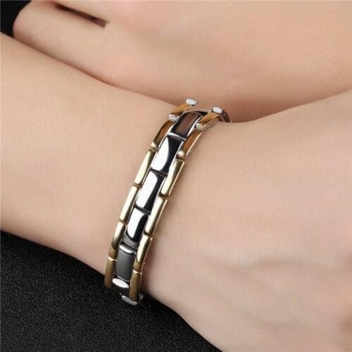 21.5CM Europe America YSM B410 Jewelry 2021 Trend Stainless Steel Between Gold Magnet Men Bracelet Fashion Wild