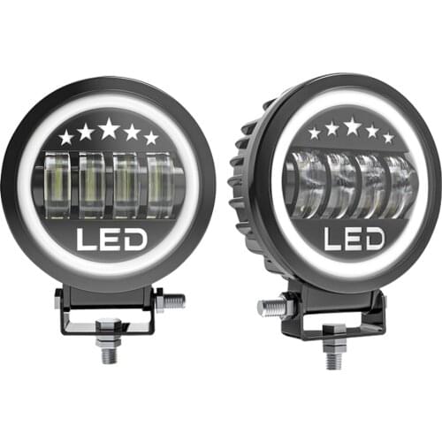 4 inch Work Light LED Angel Eyes 30W Driving Light Fog Light White Halo 6000K 4 Leds 12V For Motorcycle Jeep ATV Truck Car Bike