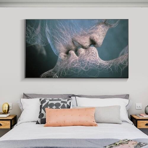 Abstract Big Size Couple Kiss Canvas Painting Posters and Prints Wall Art Picture Cuadros Sweet Kiss Home Decoration No Frame