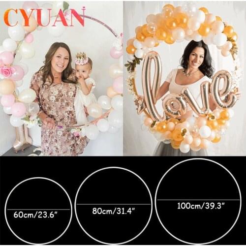 CYUAN White Round Wreath Cirle Balloon Hoop Party Decorations For Kids Baby Shower Balloons Wreath Arch Birthday Wedding Decor