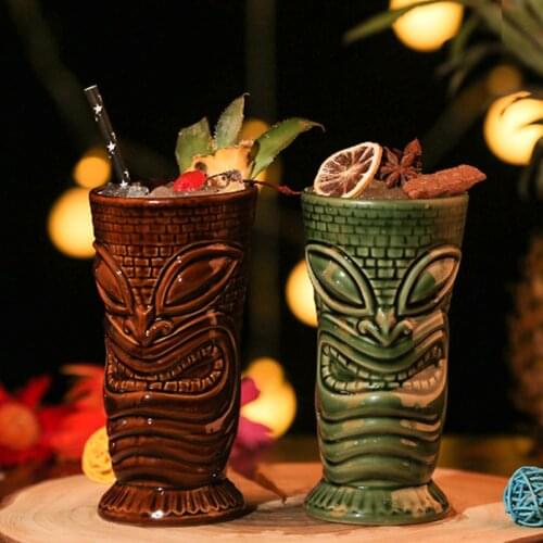 400ml Hawaii Cocktail Glass Ceramic Tiki Cup Creative Pirate Soldier AimarMaui Idol Wine Glass Carving Culture Cup Cool Drinks