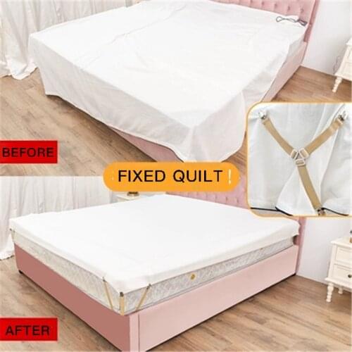 4Pcs/Set Bed Sheet Clip Bed sheet Belt Fastener Mattress Elastic Non-slip Clip Blanket Gripper White and Black