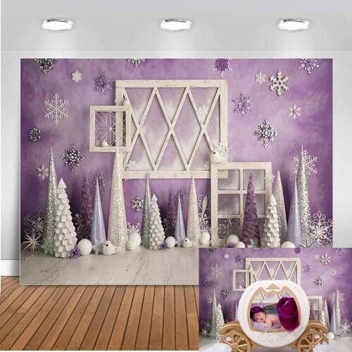 Purple texture Snowflake Pattern White Wooden Floor Baby Portrait Photography Backdrops Photo Backgrounds Photocall Photo Studio