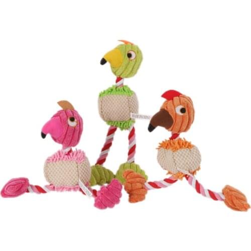 Dog Squeaky Toys Stuffed Cotton Rope Bird Shape Plush Dog Toys For Puppy Teeth Cleaning Durable Interactive Pet Dog Chew Toys