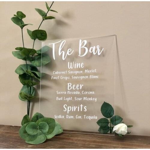 Custom Acrylic Wedding Sign, Wedding Bar Sign, Acrylic Bar Sign, Personalized Wedding Sign, Clear Wedding Sign