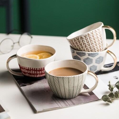 Kawashimaya Nordic ceramic cups, couple water cups, ceramic mug coffee cups, elegant retro style, irregular edges