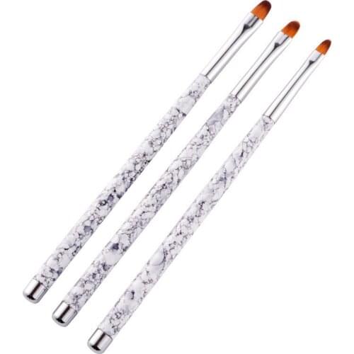 3Pcs Round Head Acrylic UV Gel Extension Builder Pen Nail Art Brushes Painting Drawing Flower Manicure Tips Tools T0445