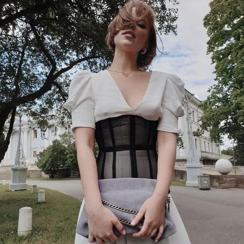 Flat Stomach for Slim Woman Corset See Through Sexy Mesh Waist Shapewear Underbust Flat Belly Slimming Lady Body Shaper