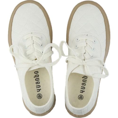 Women Canvas Sneakers Casual Platform Shoes Fashion Solid Color Plaid Comfortable Vulcanized Shoes Ladies Zapatillas De Deporte