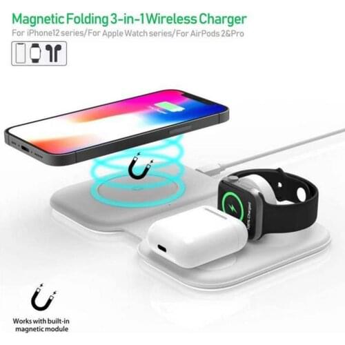 3 in 1 Magnetic Wireless Charging Adaptor for iPhone 12 Fast Wireless Charger Wireless Charger Station for iWatch SE/6/5/4/3/2/1