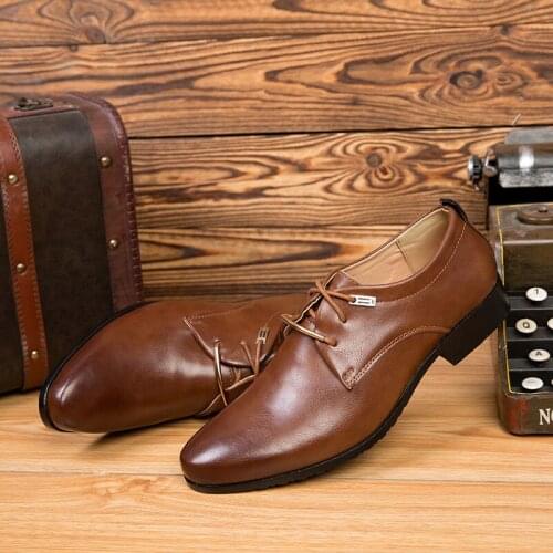 Mazefeng 2019 Spring Autumn Shoes Male Leather Shoes High quality Breathable Men Dress Shoes Solid England Style Business Shoes