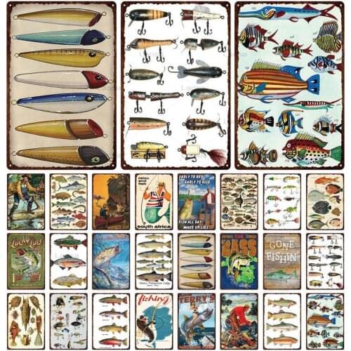 Animal Metal Poster Plaque Sea Fish Vintage Tin Sign Kitchen Restaurant Decoration Home Wall Art Decor Metal Painting