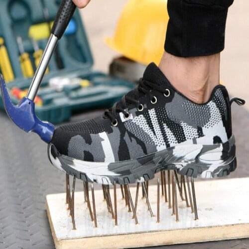 Construction Mens Outdoor Big Size Steel Toe Cap Work Boots Shoes Men Camouflage Puncture Proof Safety Shoes Breathable K1-68