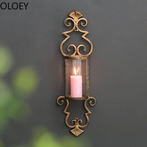 Wall Hanging Iron Holder Candle Metal Gold Retro Wall Candle Holders Wedding Tea Light Centros Wedding Candelabra Centerpieces