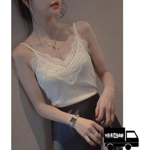 Female New series Rich soft pure cashmere comfortable close skin eyelash lace edge stitching backing condole belt vest