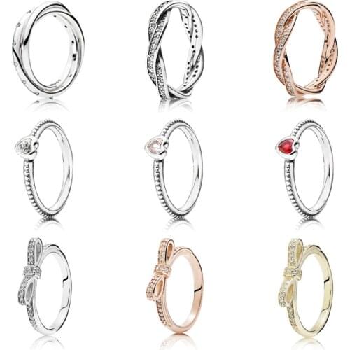 NEW 925 Sterling Silver & 14 Gold Color Rings For Women Rose Gold Drops Of Fashion DIY Pan Ring Factory Wholesale