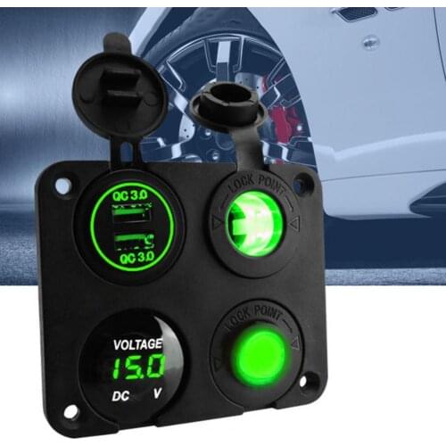 PA403066485 Panel Charger Dual USB Over-current Protection 12-24 V Universal Digital Voltmeter Switch Car Charger for RV Marine