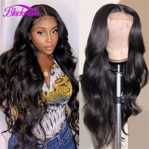 Peruvian Body Wave 4x4 Closure Wig Lace Front Human Hair Wigs 180 Density T / Side Part Wig Human Hair Preplucked Frontal Wig