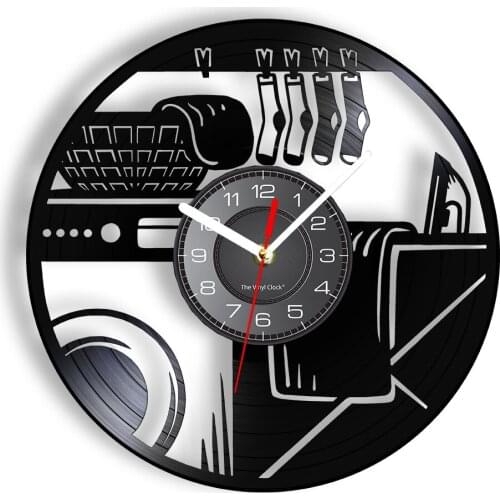 Laundry Room Wall Clock Washing Machine Vinyl Record Clothes Ironing Home Decor Washhouse Creative Antique Style 7- Colors Light