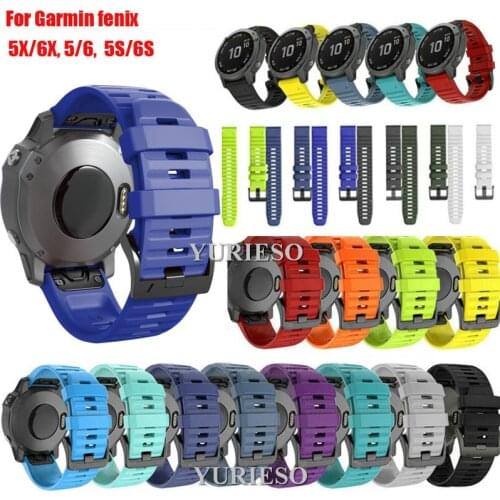 20/22/26m Silicone Quick Release Watchband Strap for Garmin Fenix 5 6 6X 6S Pro Watch Easyfit Wrist Band Strap For Fenix Watch