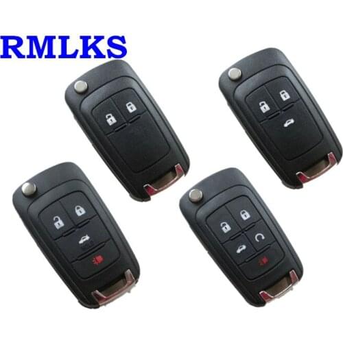 RMLKS Flip Folding Key Shell Fit For Chevrolet Cruze Remote Key Case Keyless Fob 2 3 4 5 Button Uncut HU100 Blade