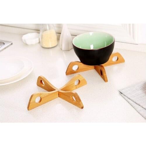 Detachable Wood Table Mat Tray Rack Kitchen Pot Heat Insulated Cooling Dish Potholders Gadget Holder Practical kitchen tools