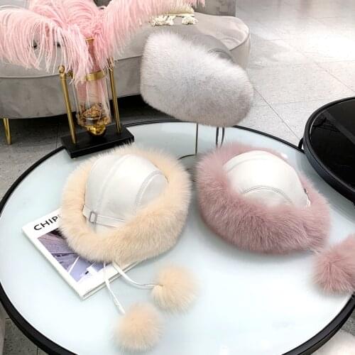 Real Fox Fur Princess Hat Mongolia Hat Unique Craft Fox Fur Ball Design Luxury Winter Warm Hat Fashion Female Fur Hat